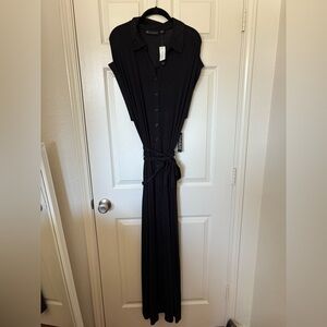 New York & Company Black Button-Down Maxi Dress NWT